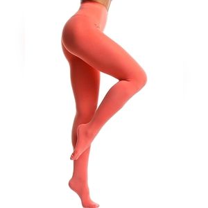 Opaque coral pink tights